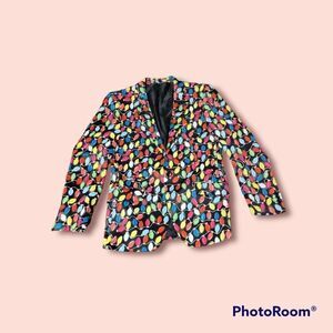 Suslo Couture Men's  Christmas Light Blazer Rainbow